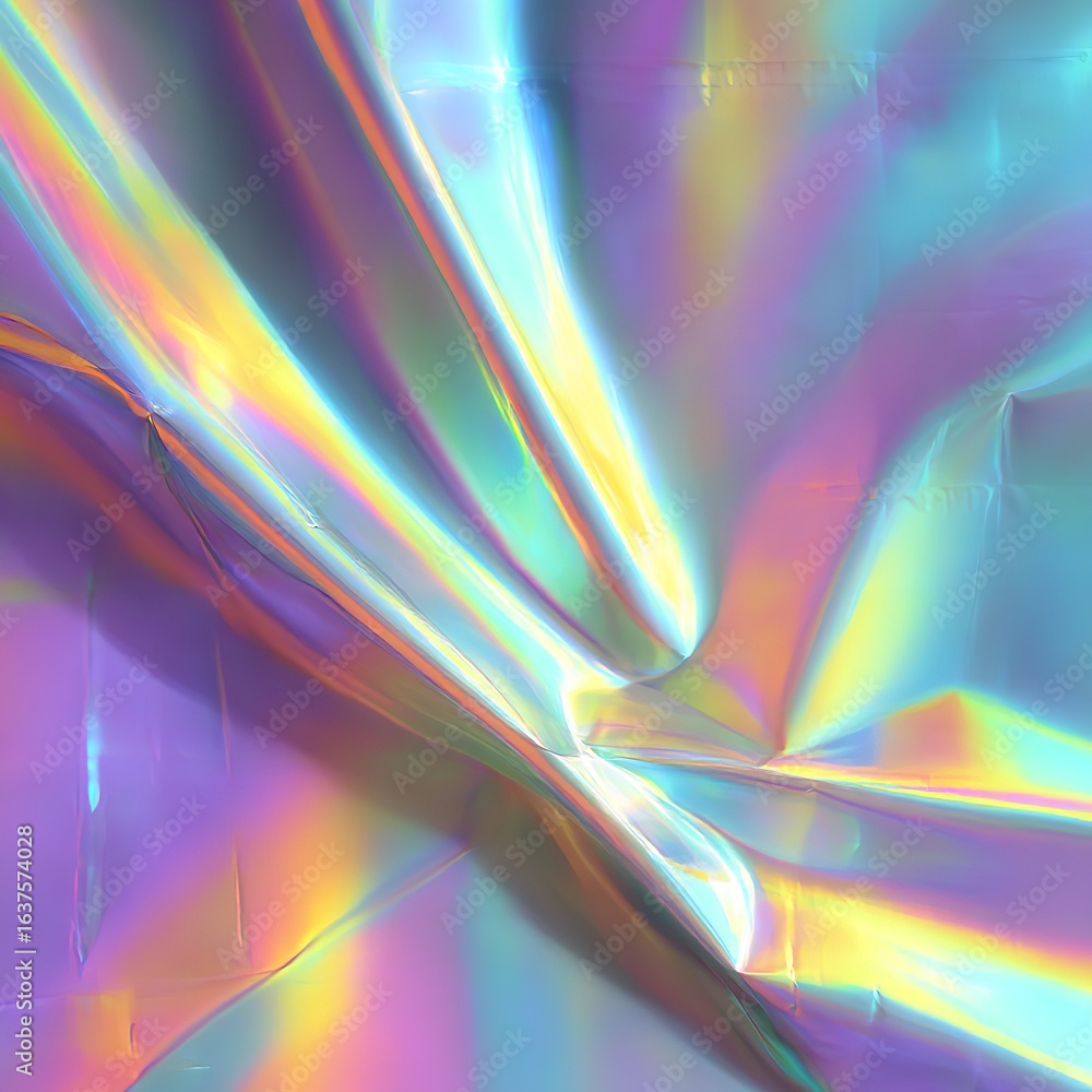Aufkleber iridescent surface with flowing lines and colorful reflections creating a dynamic abstract visual ef