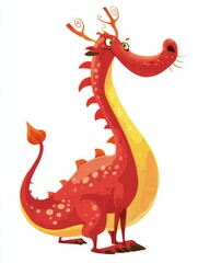 Obraz premium Cartoon cute dragon, childlike loong, happy auspicious dragon to celebrate the New Year.