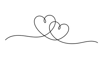Two hearts continuous line drawing vector illustration


