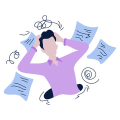 Overwhelmed Person Surrounded by Papers and Stress