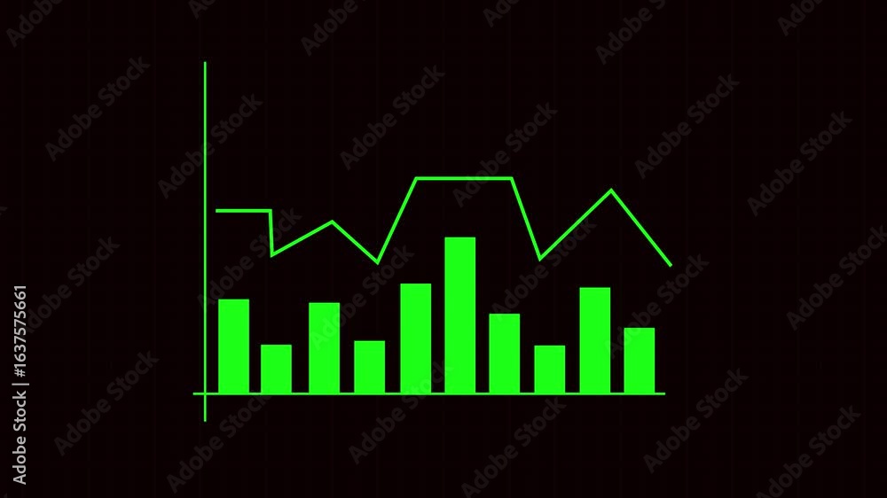 Poster financial growth chart animation. green bar graph business marketing data visualization loop. animat