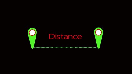 Green location pins remote apartness gps navigation technology animation. Animated green location pins distance separation apart concept map markers.