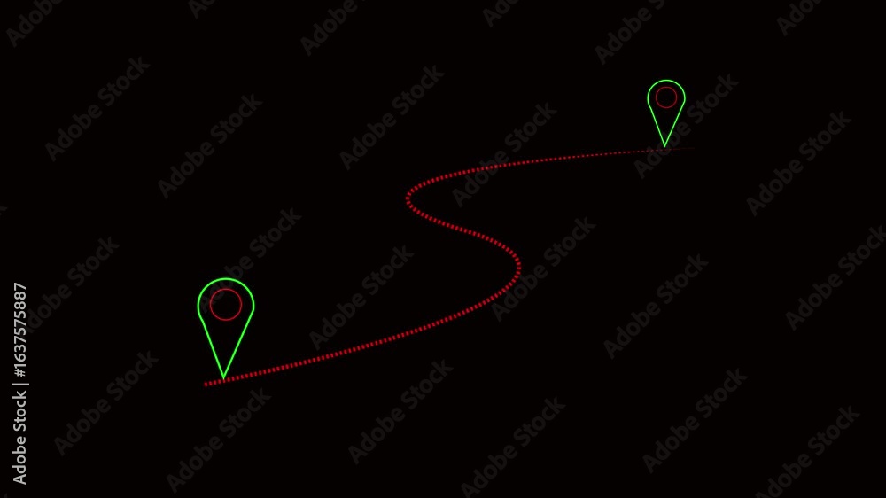 Poster green location pin navigation animation g p s tracking journey travel points abstract background. an