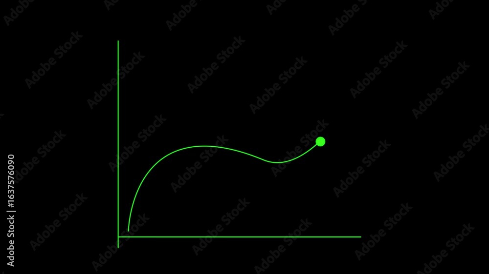 Poster green sphere parabola animation with clean motion graphics for technology and science education. gre