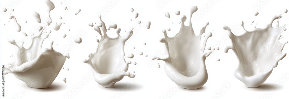 Aufkleber dynamic milk splash collection capturing motion in four distinct phases of fluid dynamics