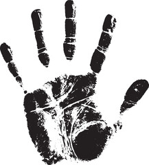 Black handprint with textured ink hand print fingerprint
