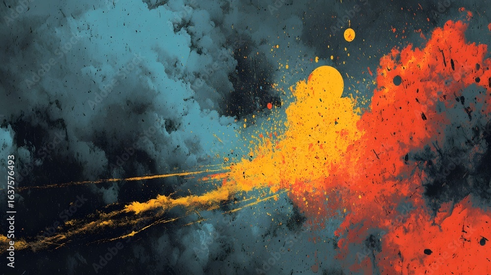 Aufkleber a dynamic and captivating abstract composition of vibrant colors swirling motion and explosive energ