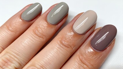 Elegant Neutral Nail Colors with Glossy Finish on Well-Groomed Hands