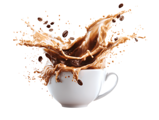 Coffee Splash in White Cup