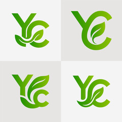 Joint letter green leaf logo design