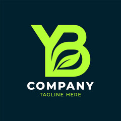 Fototapeta premium Joint letter green leaf logo design