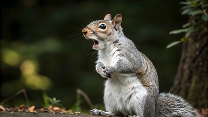 Obraz premium Surprised Squirrel in Forest – Funny and Expressive Wildlife Moment
