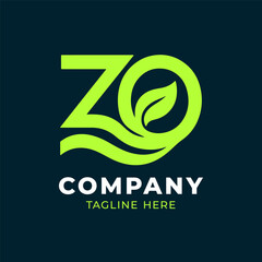 ZO letter green leaf logo design