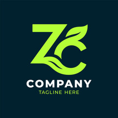 ZD letter green leaf logo design