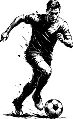 Fototapeta premium Artistic Soccer Player Sketch – Dynamic and Bold Sports Illustration
