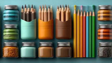 Fototapeta premium Colored pencils banner