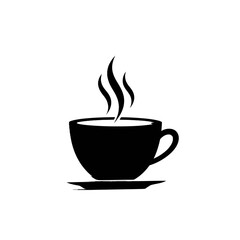 Obraz premium Black Silhouette Icon Food 3D – A 3D black silhouette of a coffee cup with steam rising