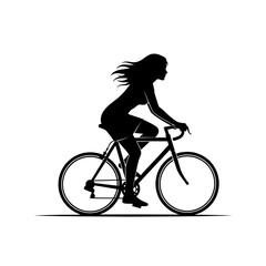 Fototapeta premium Minimalist Silhouette of a Woman Riding a Bicycle