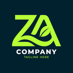 Fototapeta premium ZA letter green leaf logo design