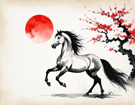 馬　馬の絵 桜 花の絵 テクスチャーアート さくら 馬 馬の絵 桜 花の絵 テクスチャーアート さくら 馬 馬の絵 桜