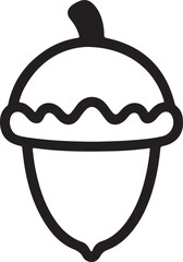 Silhouette Style Vector Acorn Logo Icon Design &ndash; Minimal Nature Symbol for Autumn, Forest, Eco Branding, Monochrome Oak Nut Graphic Illustration