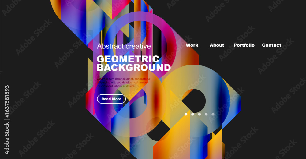 Poster abstract creative geometric background design. vibrant colors, modern style, website header section 