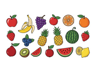 Vibrant Assortment of Fruits: A colorful assortment of fresh, ripe fruits, each rendered with a delightful charm and appetizing appeal