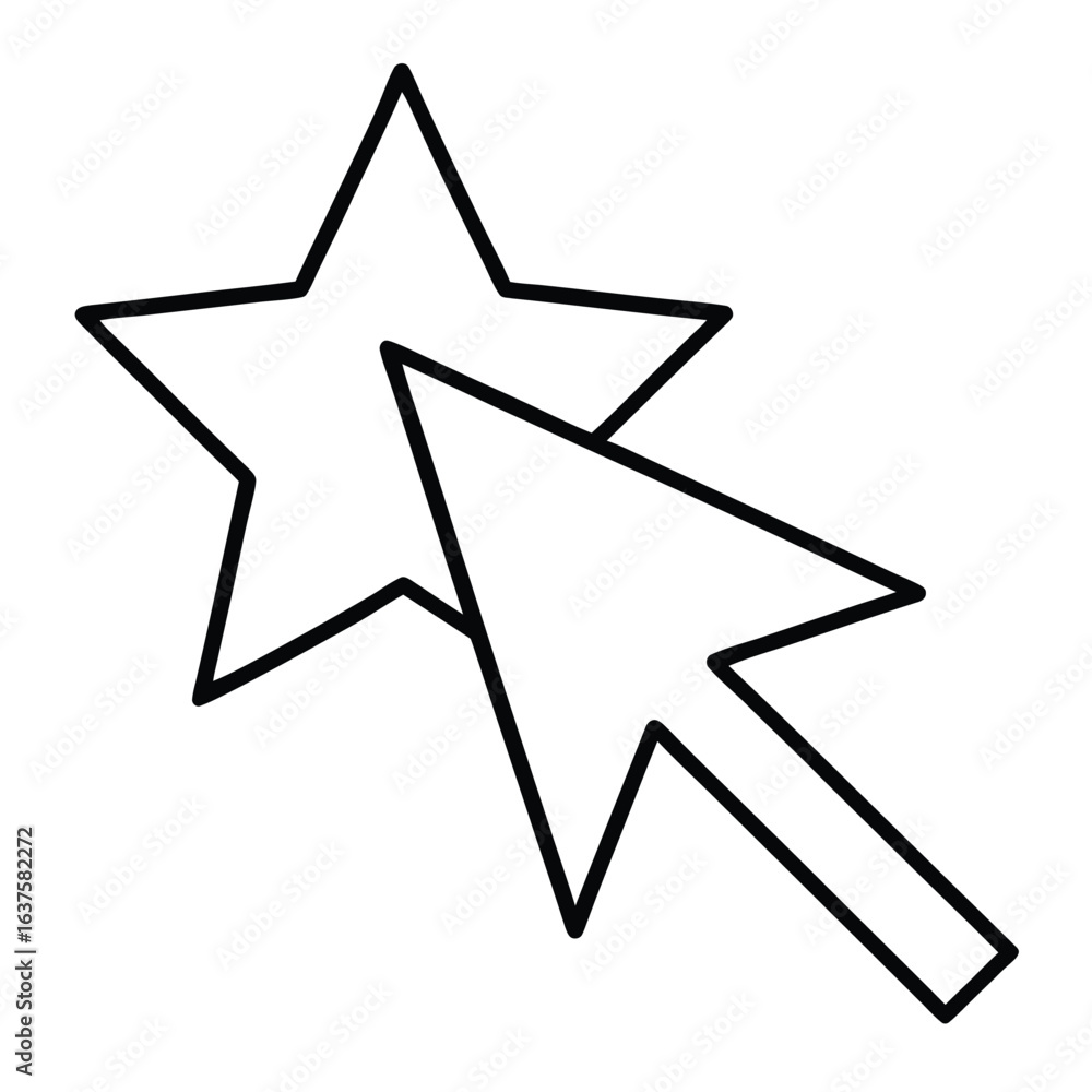 Poster cursor pointing to a star icon representing a favorite or selection