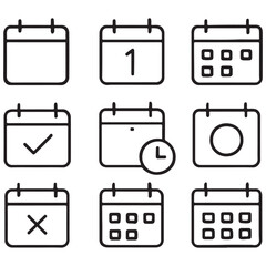 Calendar icon set. calendar icons for app, website, vector