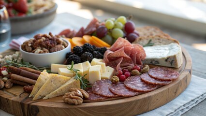 Elegant Charcuterie Board with Assorted Meats and Cheeses