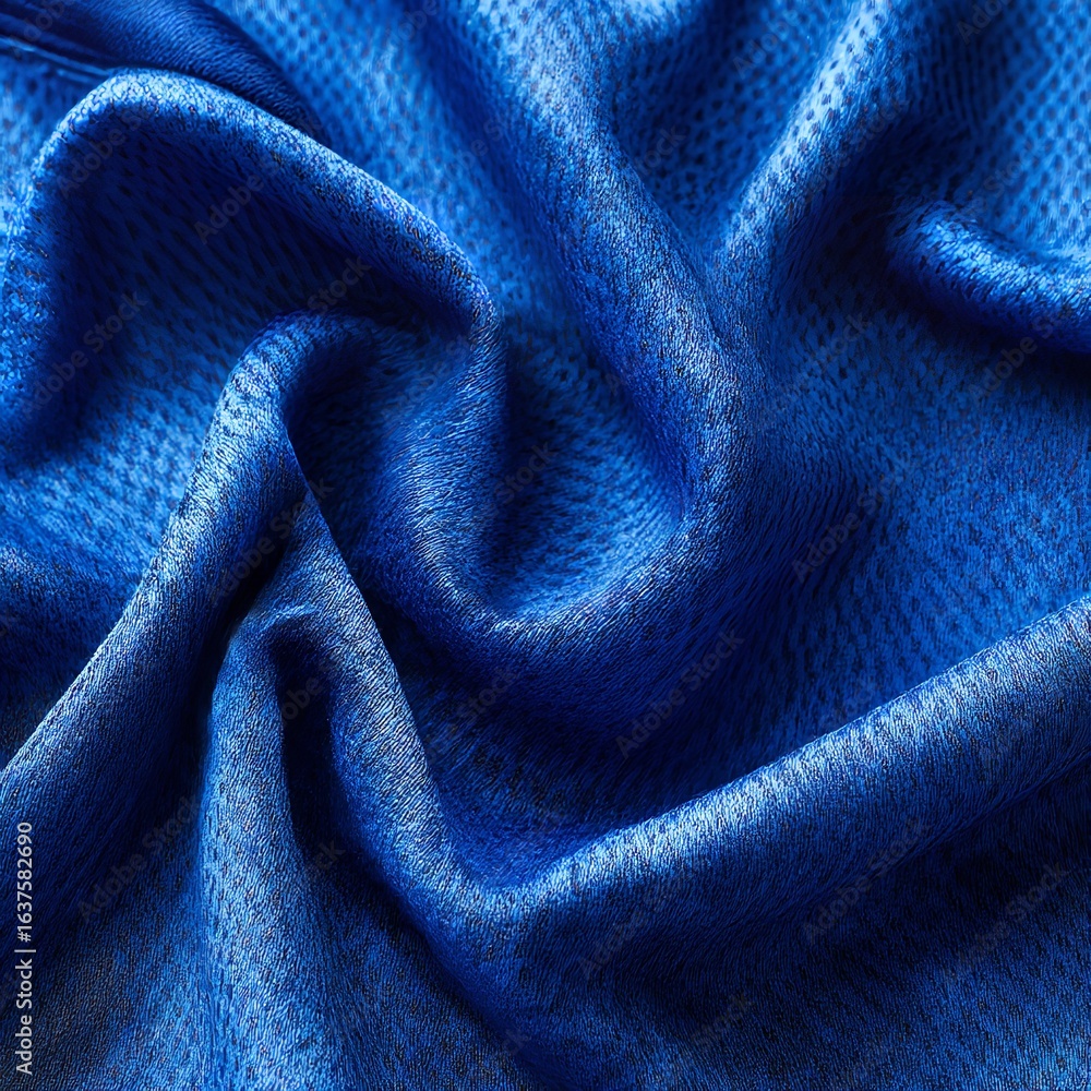 Aufkleber a close up shot of a blue colored mesh fabric with visible folds and a textured surface pattern desi