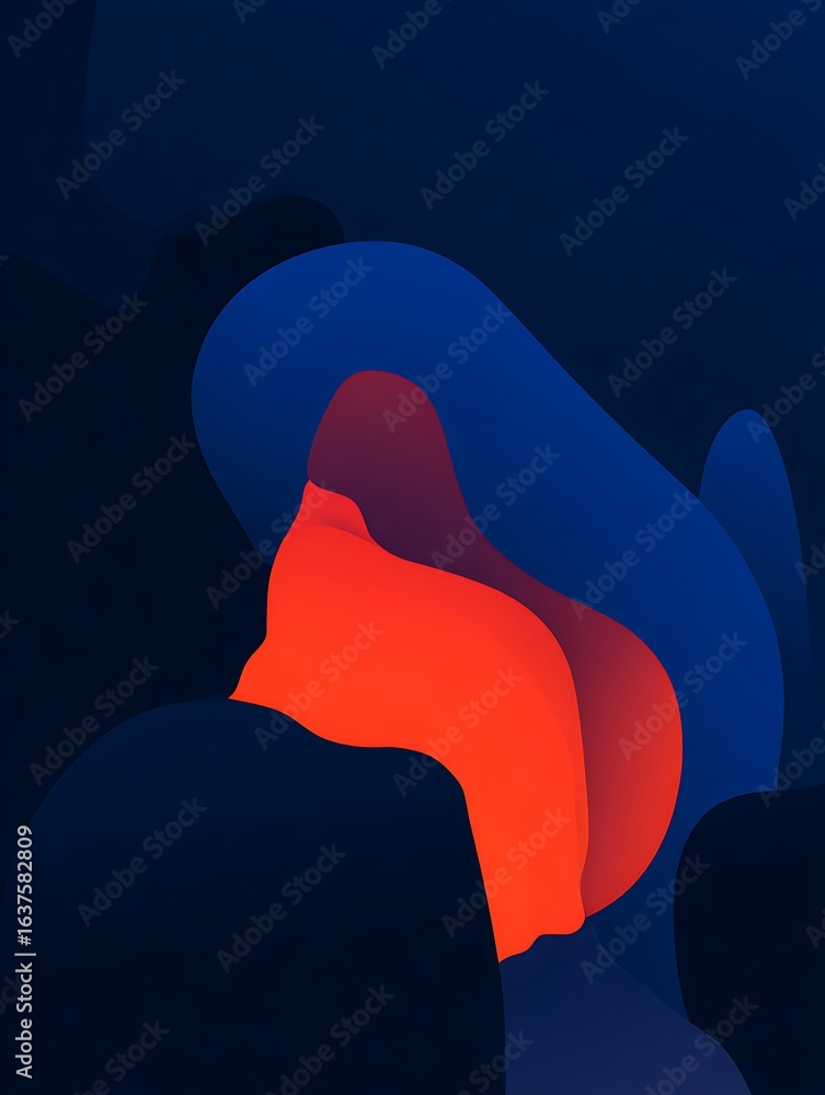 Poster abstract fluid shapes with depth layers