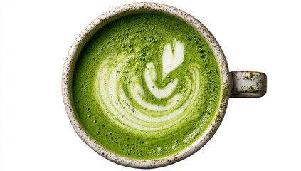 Creamy matcha latte in a mug