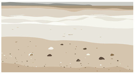 Obraz premium Calm, neutral beach scene with gentle waves and smooth stones on the shore