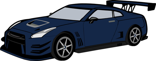Japanese dark blue sport car, JDM street race car 