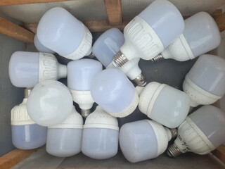 stack of lamps in cardboard top view