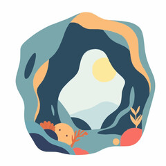 Abstract ocean cave is an underwater landscape.