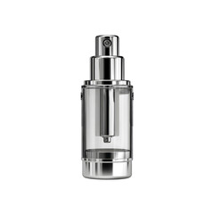 Elegant Silver and Clear Glass Cosmetic Pump Bottle Dispenser Mockup
