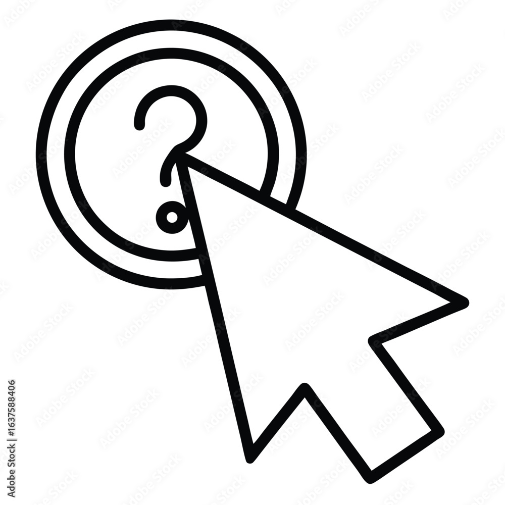 Aufkleber cursor pointing to a question mark inside a circle representing help or information