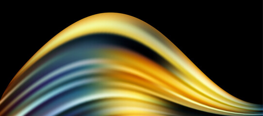 Abstract background, multicolored waves on a black, interesting wavy striped pattern.