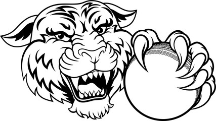 Tiger Cricket Ball Animal Sports Team Mascot