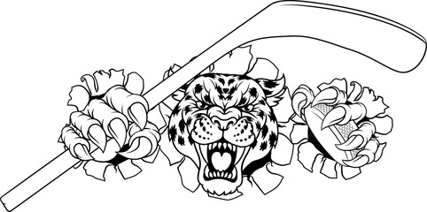 Jaguar Leopard Cheetah Panther Hockey Team Mascot