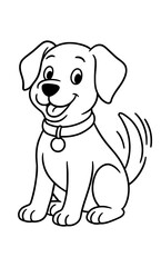 Fototapeta premium Smiling cartoon dog outline for coloring books
