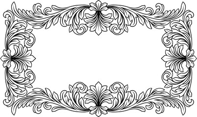 Obraz premium Filigree Heraldic Crest Motif Floral Pattern Frame