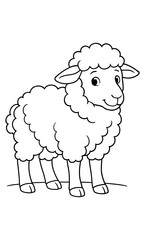 Cute cartoon sheep outline for kids' coloring pages