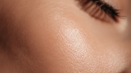 Fototapeta premium Glowing skin texture macro with shimmer for beauty and skincare concepts