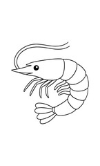 Naklejka premium Black and white shrimp outline for coloring pages and sea life designs