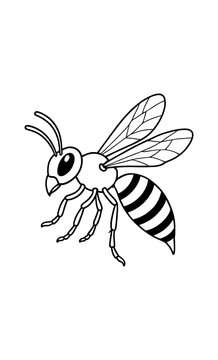 black and white wasp flying clip art preview