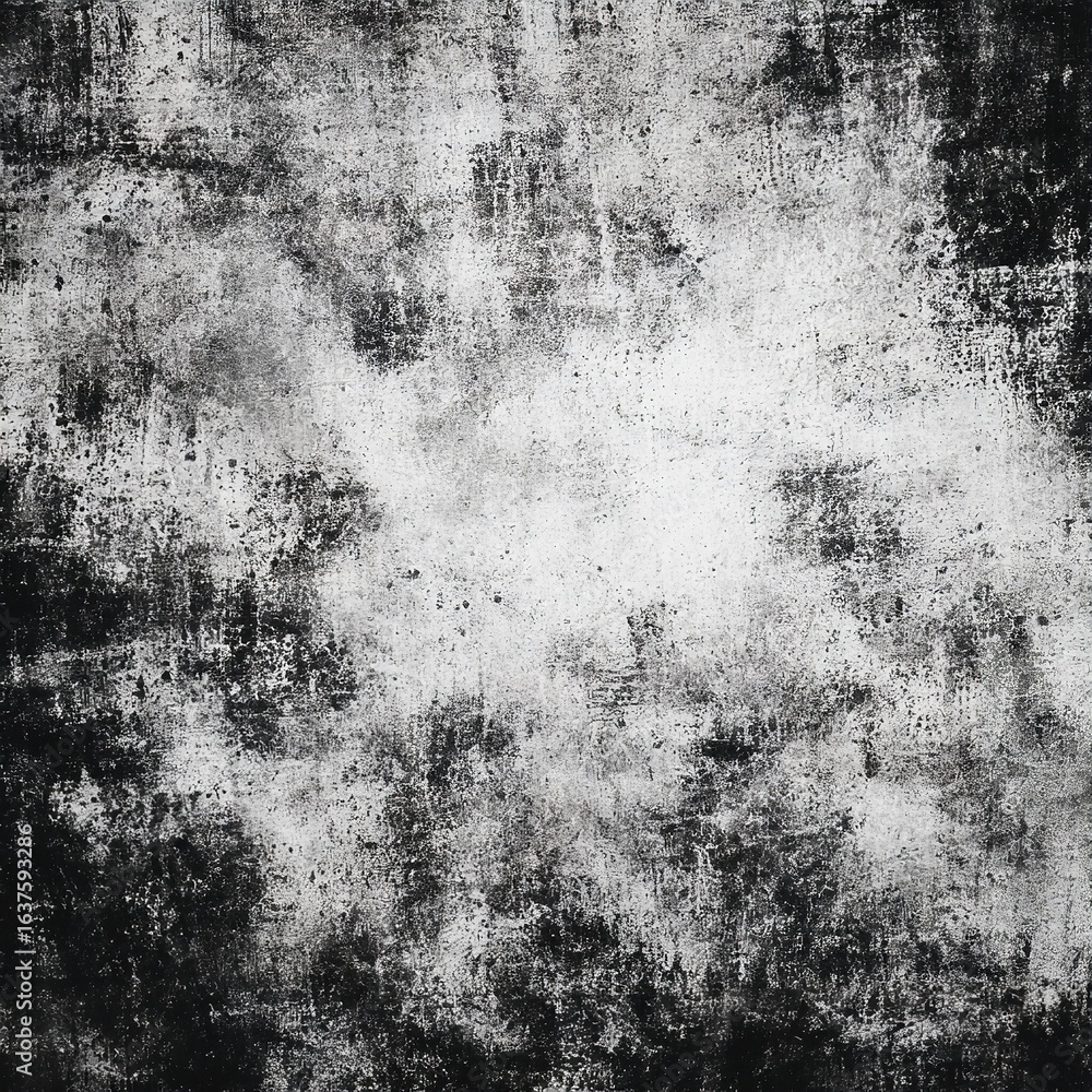 Poster a heavily textured background with a gradient of black and white creating an abstract design element