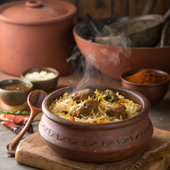 dum handi mutton biryani or gosht picture